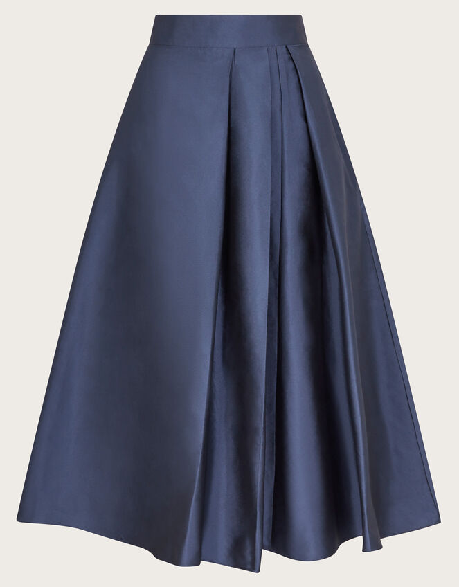Tanya Taffeta Pleated Midi Skirt, Blue (NAVY), large