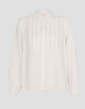 Chiara Frill Cotton Blouse, Ivory (IVORY), large