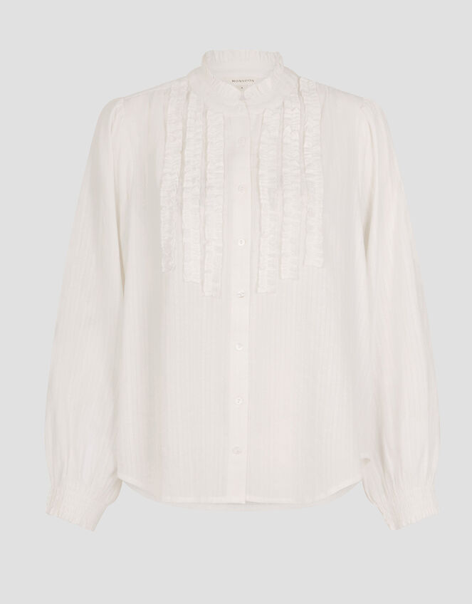 Chiara Frill Cotton Blouse, Ivory (IVORY), large