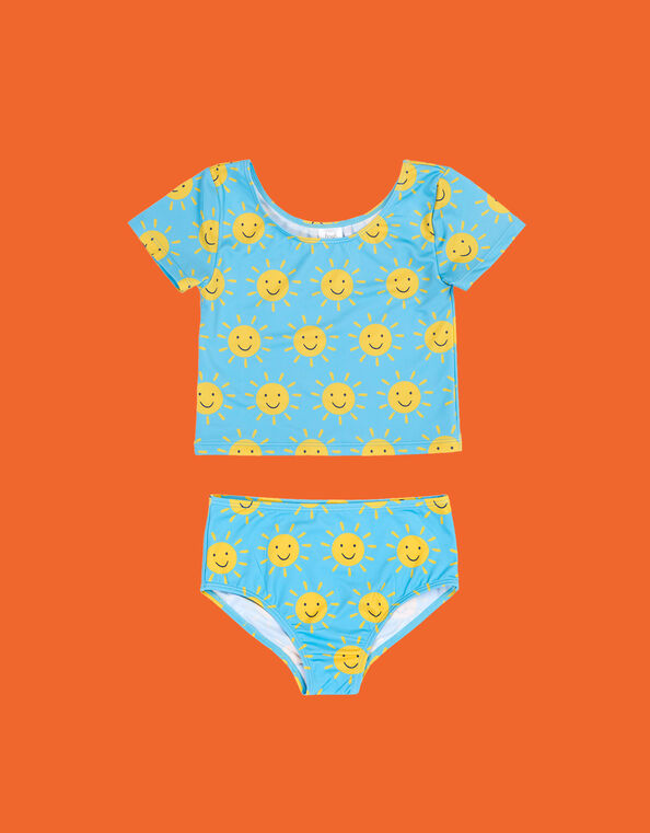 Frugi Talia Sun Print Tankini Swim Set, Blue (BLUE), large