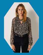 Maison Hotel Corina Floral Blouse, Teal (TEAL), large