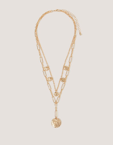 Coin Pendant Layered Necklace, , large