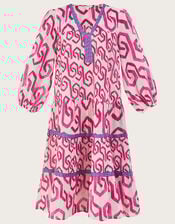 Geometric Print Kaftan Dress, Pink (PINK), large