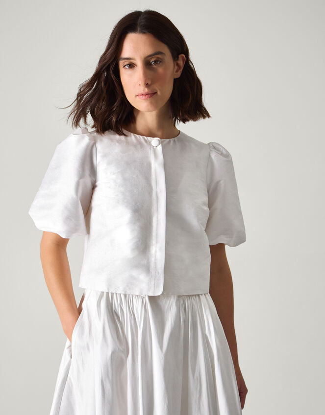 Mia Puff Sleeve Wedding Jacket, Ivory (IVORY), large