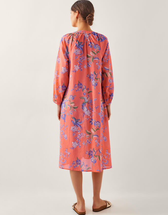 Kaia Floral Tunic Midi Dress, Orange (ORANGE), large