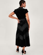 Valentina Velvet Lace Dress, Black (BLACK), large
