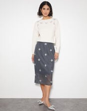 Hana Embellished Organza Midi Skirt, MID BLUE, large