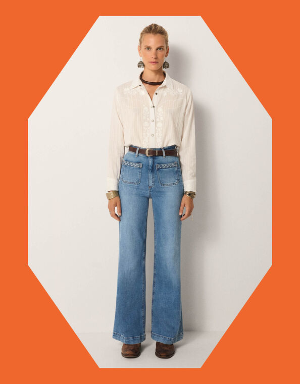 Maison Hotel Kerry Floral Embroidered Shirt, White (WHITE), large