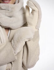 Rino & Pelle Oxo Faux Fur Knitted Mittens, , large