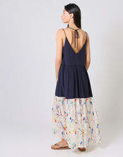 Traffic People Ithaca Tiered Print Maxi Dress, Blue (NAVY), large