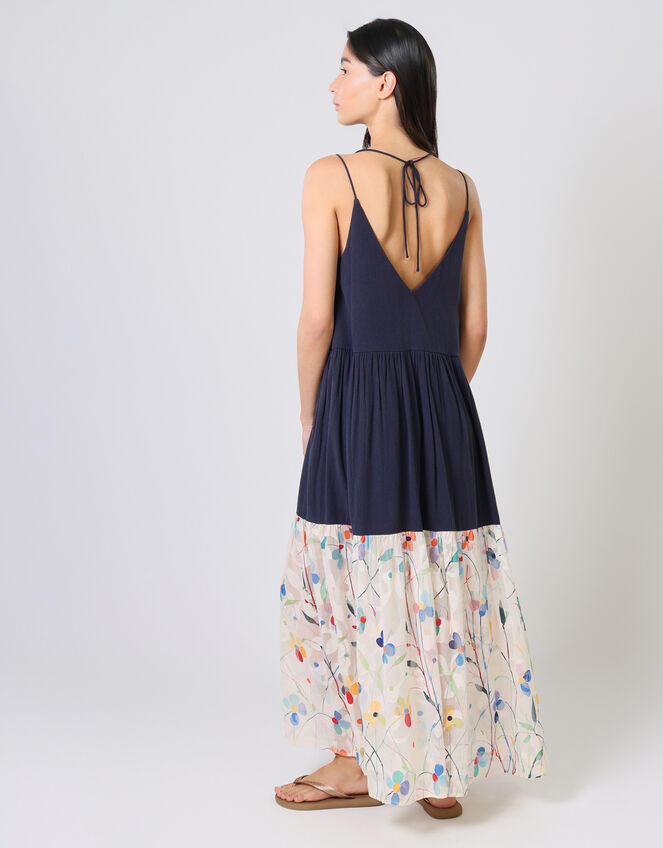 Traffic People Ithaca Tiered Print Maxi Dress, Blue (NAVY), large