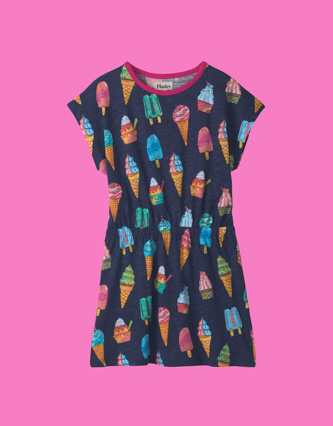 Hatley Ice Cream T-Shirt Dress, Blue (BLUE), large