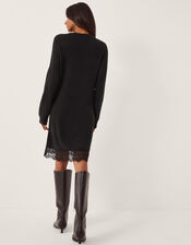 Lou Lace Mini Jumper Dress, Black (BLACK), large