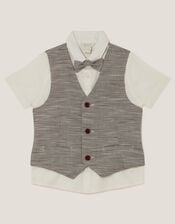 Greyson 3-Piece Houndstooth Waistcoat & Shirt, Blue (NAVY), large