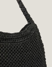 Hari Scoop Raffia Shoulder Bag, Black (BLACK), large