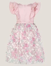 Aisha Appliqu&eacute; Butterfly Ruffle Party Dress, Multi (MULTI), large