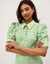 Bridget Puff Sleeve Lace Midi Dress, Green (MINT), large