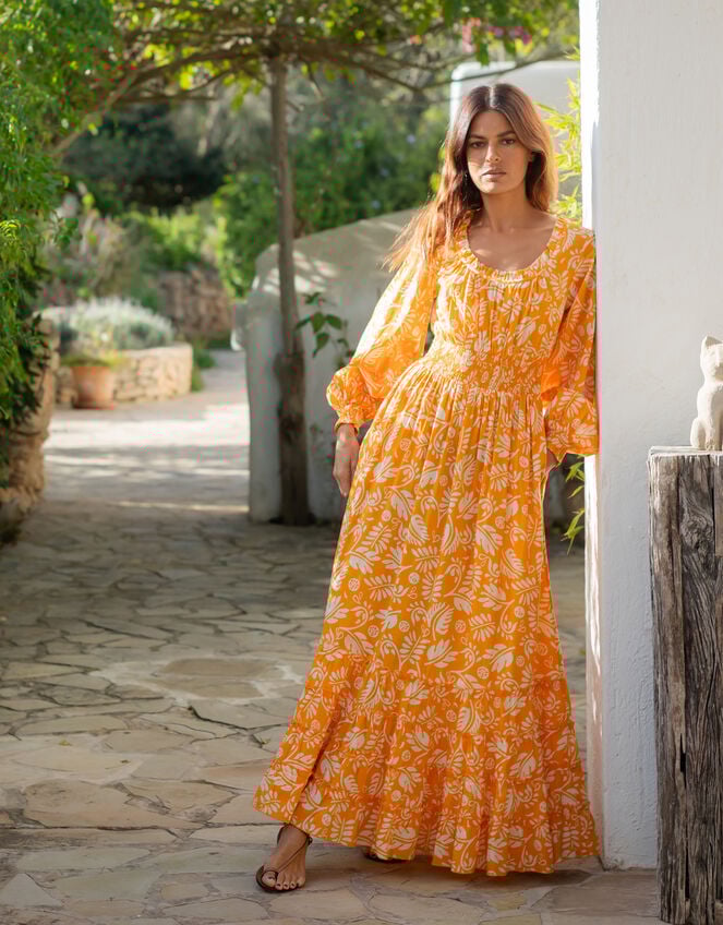 La Galeria Elefante Jodie Flamenco Maxi Dress, Orange (ORANGE), large