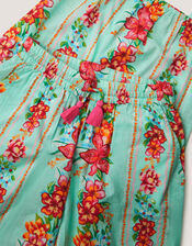 Vintage Floral Tank Top & Trousers Set, Blue (AQUA), large