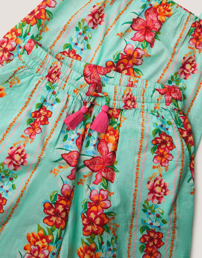 Vintage Floral Tank Top & Trousers Set, Blue (AQUA), large