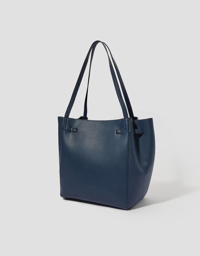 Kate Faux Leather Tote Bag, Blue (NAVY), large