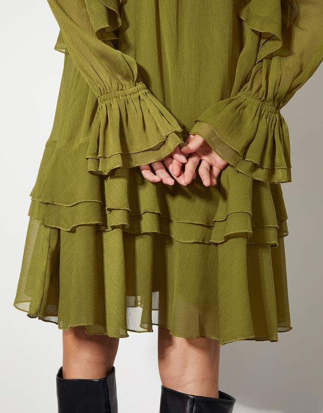 Aria Ruffle Dress, Green (OLIVE), large