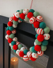 Fiona Walker Felt Pom Pom Christmas Wreath, , large
