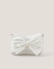 Pearl Bow Satin Bag, , large