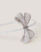 Beaded Bow Headband, Ivory (IVORY), large