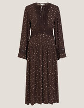 Mackie Polka Dot Lace Midi Dress, Brown (CHOCOLATE), large