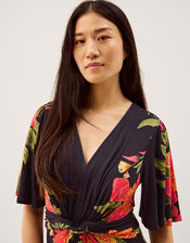 Moana Floral Print Jersey Midi Dress, Blue (NAVY), large