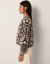 Maison Hotel Balani Ornate Print Jacket, Black (BLACK), large