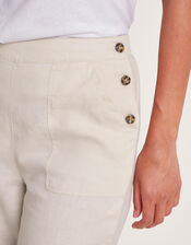 Parker Linen Crop Trousers, Natural (NATURAL), large