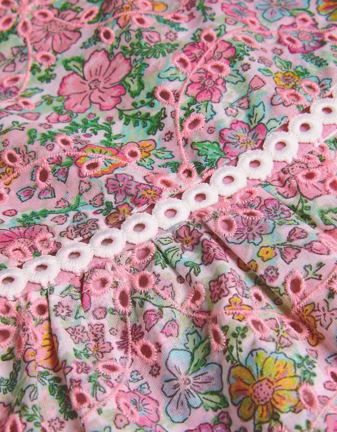 Baby Broderie Floral Puff-Sleeve Dress, Pink (PINK), large