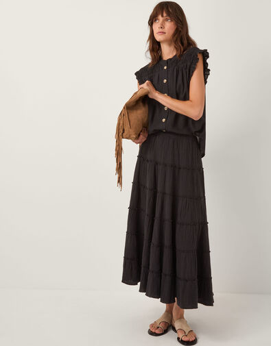 Ginny Tiered Maxi Skirt, Black (BLACK), large