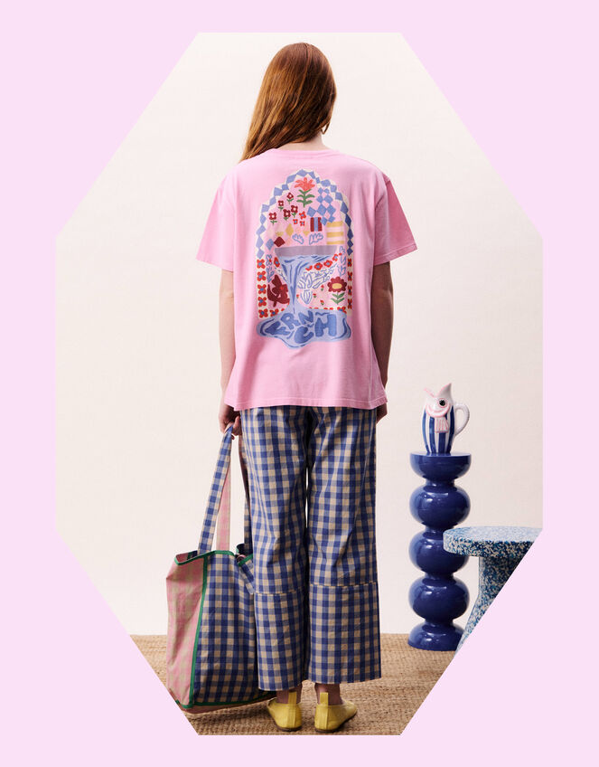 FRNCH Nymphaea Summer Print T-Shirt, Pink (PINK), large