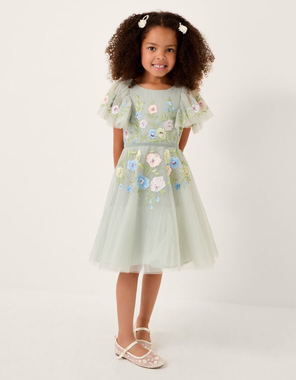 Oelene Embroidered Skater Party Dress, Green (SAGE), large