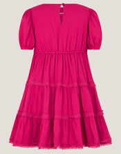 Puff Sleeve Lace Tier Dress, Pink (PINK), large