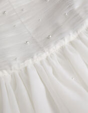 Olivia Pearl Ruched Tulle Dress, Ivory (IVORY), large