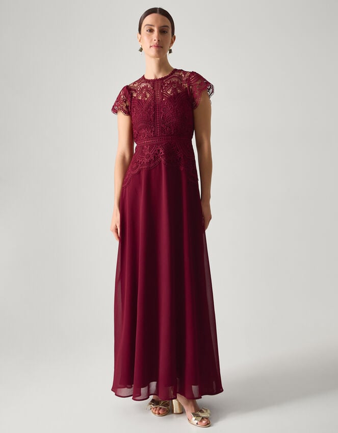 Monica Lace Bridesmaid Dress, Red (BURGUNDY), large