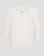 Ava Off-The-Shoulder Smock Top, White (WHITE), large