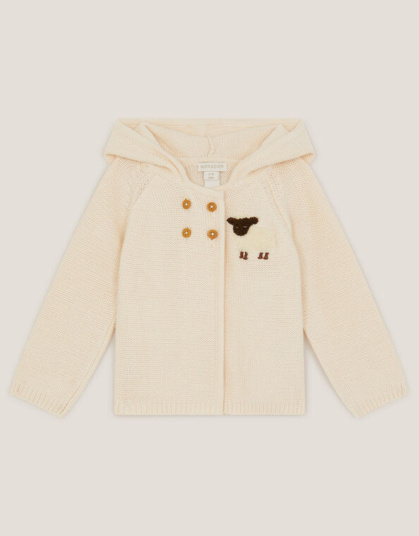 Newborn Sheep Knit Cardigan, Cream (CREAM), large