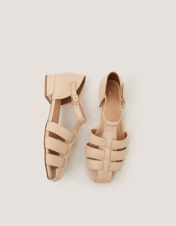 Bobbi Fisherman Leather Sandals, Ivory (IVORY), large