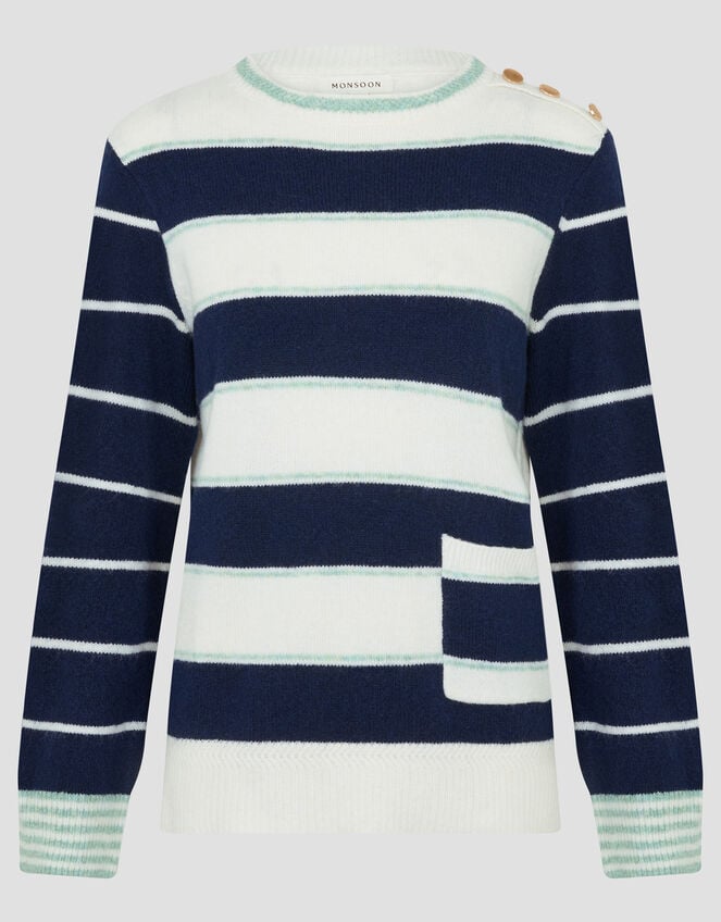 Sutton Stripe Jumper, Blue (NAVY), large