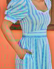 India & Mills Katie Stripe Midi Dress, Blue (BLUE), large