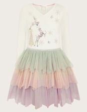 Christmas Scene Tulle Disco Dress, Ivory (IVORY), large