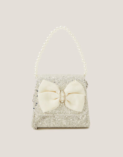 Glitter Pearl Bow Handbag, , large