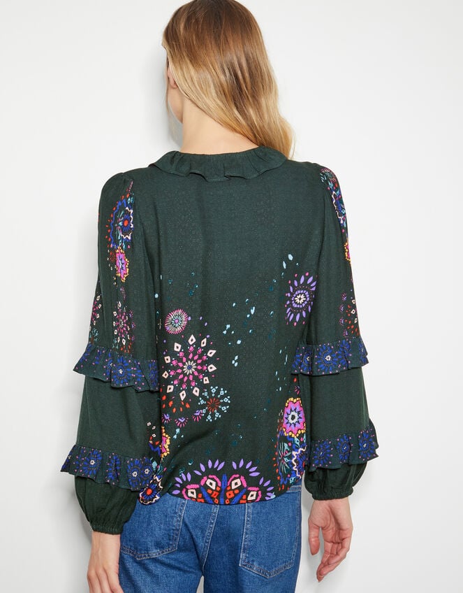 Kayla Floral Print Blouse, Green (GREEN), large