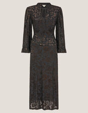 Deyla Sparkle Devor&eacute; Jersey Midi Dress, Black (BLACK), large