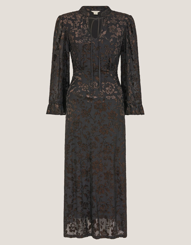 Deyla Sparkle Devor&eacute; Jersey Midi Dress, Black (BLACK), large